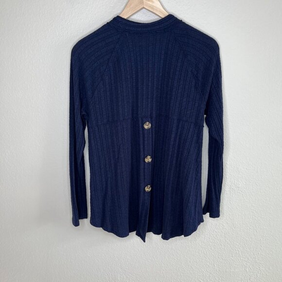 Maurices Open Front Navy Blue Knit Ribbed Cardigan Sweater Medium - Picture 9 of 12